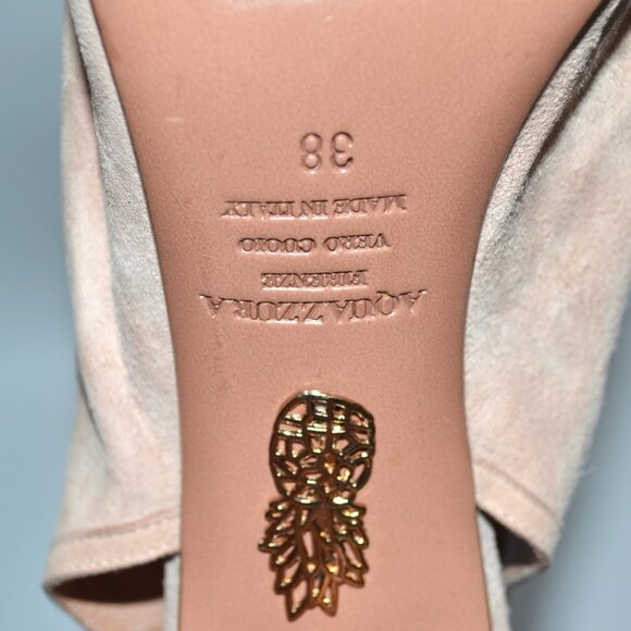 Aquazzura Nude Get Me Everywhere 105 Suede Sandal Heels SIZE 8 EU 38 - Picture 7 of 9
